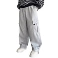 thumbnail image 1 of LIIPEE Sweatpants For Boys Wide Leg Casual Summer Solid Color Baggy Joggers Pants With Pockets Kids Comfortable Breathable Elastic Waist Daily Trousers,14-15 Years, 1 of 3