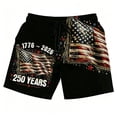thumbnail image 1 of LIIPEE Swim Trunks For Men Elastic Drawstring Waist Straight Leg Comfortable Lightweight Patriotic Flag Print Celebration 250 Years Holiday Beach Board Shorts For Independence Day,Black, 1 of 4