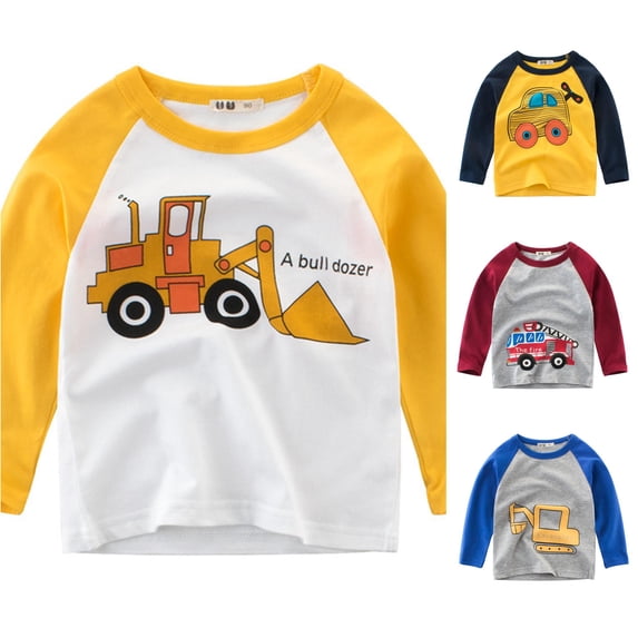 LIIPEE T Shirts For Boys Long Sleeve Raglan Sleeve Fashion Cartoon Graphic Tees Kids Cute Everyday Casual T Shirt,1-2 Years