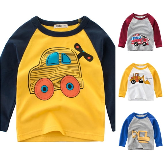 LIIPEE T Shirts For Boys Long Sleeve Raglan Sleeve Fashion Cartoon Graphic Tees Kids Cute Everyday Casual T Shirt,2-3 Years