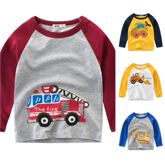 LIIPEE T Shirts For Boys Long Sleeve Raglan Sleeve Fashion Cartoon Graphic Tees Kids Cute Everyday Casual T Shirt,3-4 Years