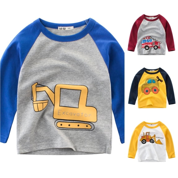 LIIPEE T Shirts For Boys Long Sleeve Raglan Sleeve Fashion Cartoon Graphic Tees Kids Cute Everyday Casual T Shirt,6-7 Years