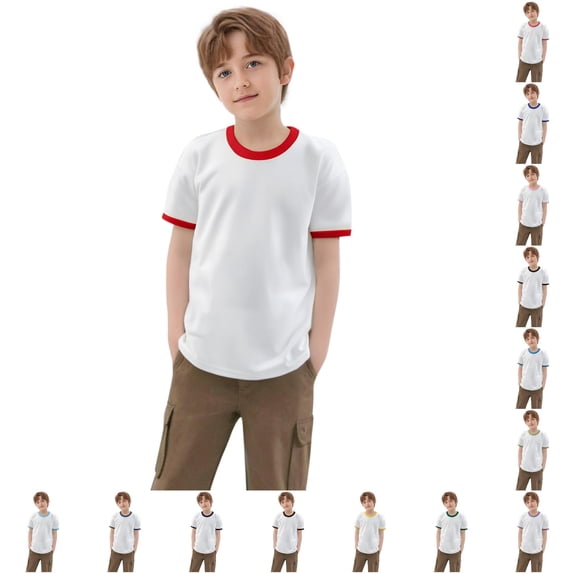 LIIPEE T Shirts For Boys Short Sleeve Crew Neck Fashion Color Block Ringer Tees Kids Casual Comfortable Cute Summer T Shirt,10-12 Years