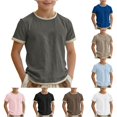 thumbnail image 1 of LIIPEE T Shirts For Boys Short Sleeve Crew Neck Fashion Color Block Ringer Tees Kids Casual Loose Cute Summer T Shirt,13-14 Years, 1 of 6