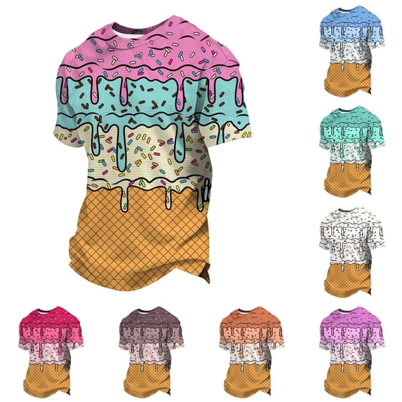 LIIPEE T Shirts For Boys Short Sleeve Fashion Ice Cream Graphic Tees Kids Cute Everyday Casual Summer T Shirt,11-12 Years