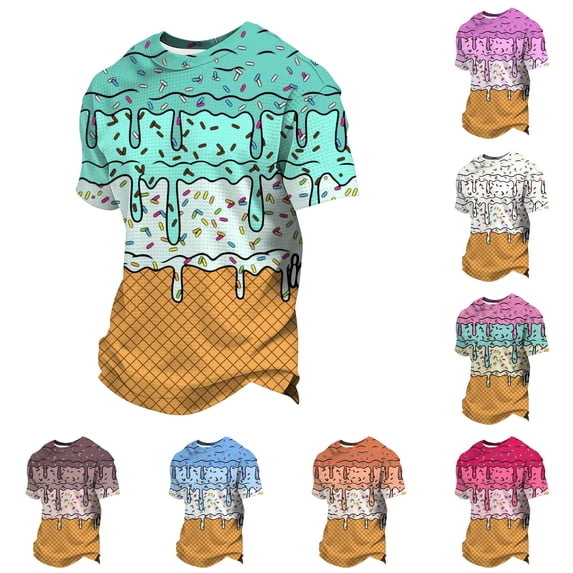 LIIPEE T Shirts For Boys Short Sleeve Fashion Ice Cream Graphic Tees Kids Cute Everyday Casual Summer T Shirt,7-8 Years