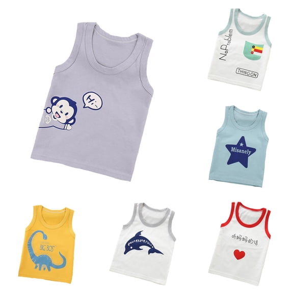 LIIPEE Tank Tops For Boys Sleeveless Fashion Stars Graphic Cute Summer Tops Kids Comfortable Everyday Casual Wear,12-18 Months