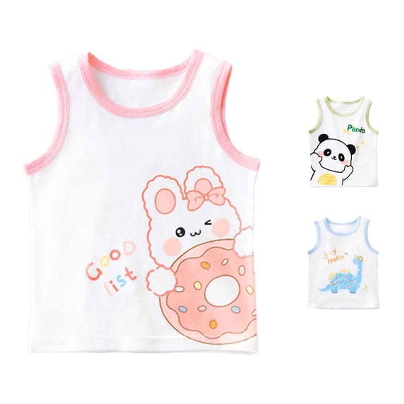 LIIPEE Tank Tops For Girls Sleeveless Loose Fashion Cartoon Graphic Cute Summer Tops Kids Casual Comfortable Versatile Basic Shirts,2-3 Years