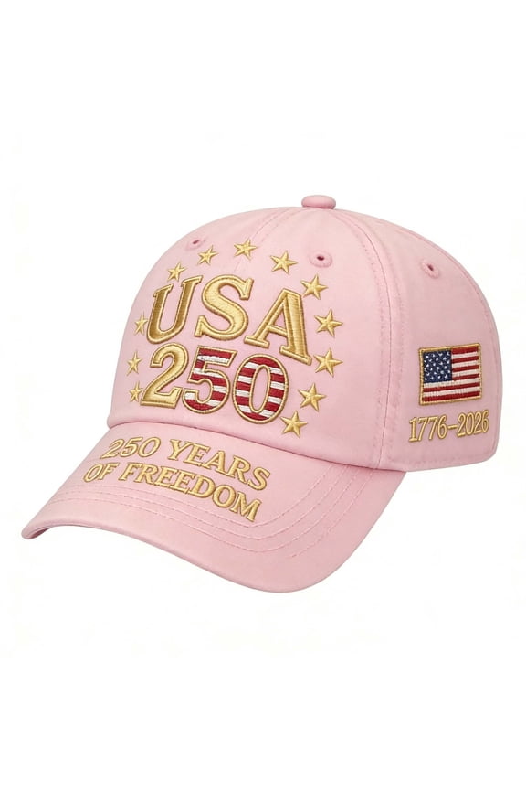 Unisex Baseball Cap Casual 1776-2026 US National Flag 250 Years Embroidery Fashion Hat Outdoor Celebrate America's 250th Anniversary Comfortable Breathable Daily Sun Hat,Pink,One Size