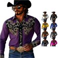 thumbnail image 1 of LIIPEE Western Cowboy Floral Graphic Shirt For Men Long Sleeve Turn Down Collar Button Up Shirts Male Comfortable Breathable Tops,L, 1 of 4
