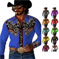 thumbnail image 1 of LIIPEE Western Cowboy Floral Graphic Shirt For Men Long Sleeve Turn Down Collar Button Up Shirts Male Comfortable Breathable Tops,XXL, 1 of 4