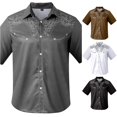 thumbnail image 1 of LIIPEE Western Cowboy Floral Graphic Shirt For Men Short Sleeve Turn Down Collar Button Up Shirts Male Comfortable Breathable Tops,XL, 1 of 4