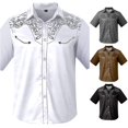 thumbnail image 1 of LIIPEE Western Cowboy Floral Graphic Shirt For Men Short Sleeve Turn Down Collar Button Up Shirts Male Comfortable Breathable Tops,XXL, 1 of 4