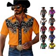 thumbnail image 1 of LIIPEE Western Cowboy Floral Graphic Shirt For Men Short Sleeve Turn Down Collar Button Up Shirts Male Comfortable Breathable Tops,XXL, 1 of 5