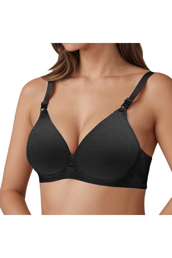 Women Bras Solid Color Plus Size Full Coverage Underwire Bralette Seamless Push Up Bralette Bra Woman Comfort Indoor Outdoor Wear Bras,Black,38