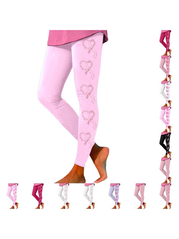 Women Cancer Awareness Month Print Leggings Fall Elastic Waist Stretchy Slim Yoga Pants S-XXL