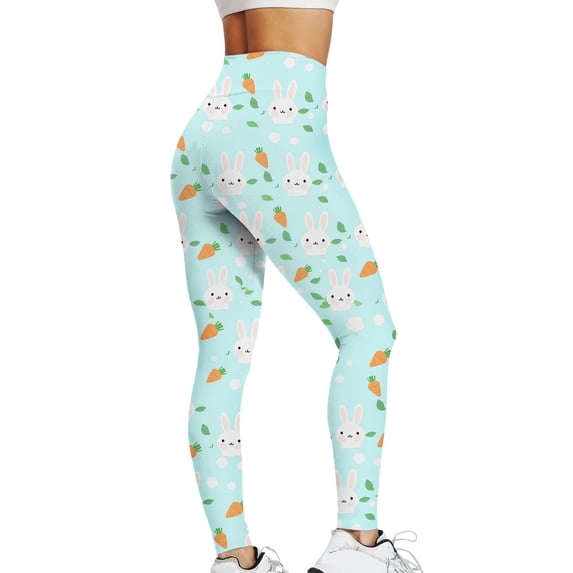 LIIPEE Women Leggings Casual High Waist Slim Fit Ankle Length Leggings Stretchable Easter Printed Lifting Yoga Pants Fashion Comfortable Soft Breathable Leggings,Light Blue,S