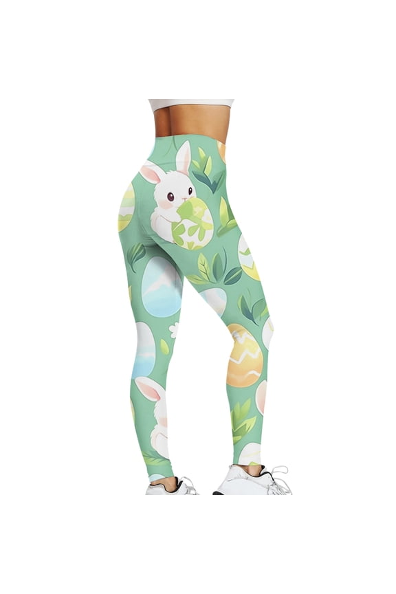 Women Leggings Casual High Waist Slim Fit Ankle Length Leggings Stretchable Easter Printed Hip Lifting Yoga Pants Fashion Comfortable Soft Breathable Leggings,Green,XL