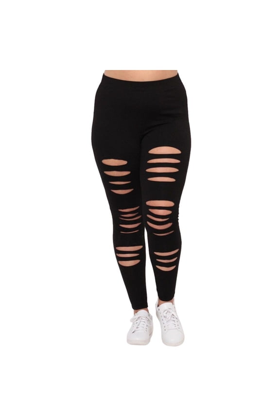 Women Pants Casual Solid Color Elastic High Waist Ankle Length Sexy Yoga Pants Ladies Slim Fit Hole Fashion Leggings Comfortable Soft Breathable Daily Trousers,Black,XL