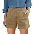 thumbnail image 1 of LIIPEE Women Shorts Casual Summer Solid Color Linen Buttons Loose Fit Elastic Waist Shorts With Pockets Ladies Comfortable Breathable Soft Daily Shorts,Gold,L, 1 of 5