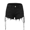 thumbnail image 1 of LIIPEE Women Shorts Summer Casual Solid Color Low Waist Hole Side Hollow Out Mini Denim Shorts Ladies Fashion Sexy Bandage Hot Bottoms Comfortable Breathable Soft Daily Shorts,Black,L, 1 of 4
