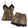 thumbnail image 1 of LIIPEE Women Sleepwear Sexy Deep V Leopard Print Imitation Silk Sexy Shorts Set Soft Pajamas, 1 of 5