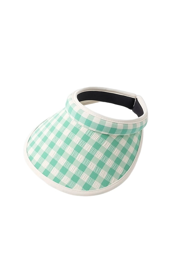 Women Sun Visor Hats Plaid Printed Wide Brim High Ponytail Hat Sunscreen Sunshade Beach Hats Protection Caps Female Comfort Casual Outings Visor Hat,Mint Green,One Size