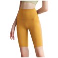 thumbnail image 1 of LIIPEE Women Yoga Pants Casual Solid Color Elastic High Waist Leggings Knee-Length Pants Trousers Female Versatile Shopping Outdoor Pants,Yellow,S, 1 of 5