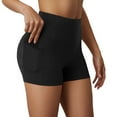 thumbnail image 1 of LIIPEE Women Yoga Pants Casual Solid Color Elastic High Waist Leggings Shorts With Pockets Female Comfort Shopping Outdoor Pants,Black,L, 1 of 5