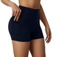 thumbnail image 1 of LIIPEE Women Yoga Pants Casual Solid Color Elastic High Waist Leggings Shorts With Pockets Female Versatile Yoga Workout Pants,Navy,S, 1 of 5
