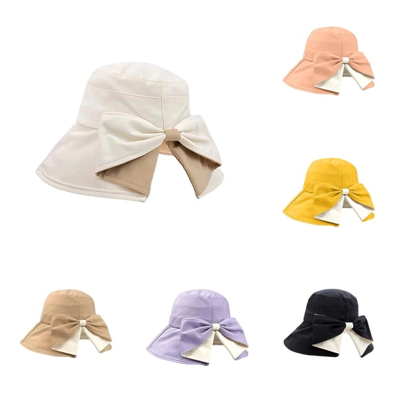 LIIPEE Womens Bowknot Wide Brim Sun Hat Ladies UV Protection Breathable Summer Travel Foldable Beach Hats,One Size
