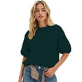 thumbnail image 1 of LIIPEE Womens Casual Half Sleeve Sweatshirts Fall Solid Color Loose Pullover Sweatshirt, 1 of 4
