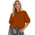 thumbnail image 1 of LIIPEE Womens Casual Half Sleeve Sweatshirts Fall Solid Color Loose Pullover Sweatshirt, 1 of 4