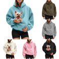 thumbnail image 1 of LIIPEE Womens Casual Hoodies Solid Color Long Sleeve Loose Hooded Sweatshirts With Pet Pockets Ladies Fall Winter Cozy Everyday Pullover,L, 1 of 7