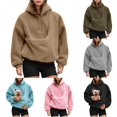 thumbnail image 1 of LIIPEE Womens Casual Hoodies Solid Color Long Sleeve Loose Hooded Sweatshirts With Pet Pockets Ladies Fall Winter Cozy Everyday Pullover,XL, 1 of 7