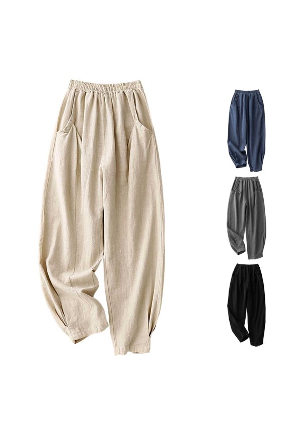 Womens Casual Palazzo Pants Solid Color Elastic Waist Baggy Wide Leg Pants With Pockets Ladies Autumn Breathable Everyday Trousers,M