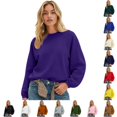 thumbnail image 1 of LIIPEE Womens Casual Solid Color Sweatshirts Autumn Cozy Long Sleeve Crew Neck Sweatshirt S-XXXL, 1 of 4