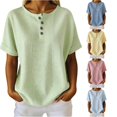 thumbnail image 1 of LIIPEE Womens Casual T Shirts Summer Henley Neck Short Sleeve Solid Color T Shirt Ladies Comfortable Everyday Basic Tees,M, 1 of 5