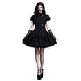 thumbnail image 1 of LIIPEE Womens Halloween Gothic Dark Elegant Short Sleeve High Neck Lace Ruffle Dress,S-L, 1 of 9