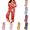 thumbnail image 1 of LIIPEE Womens Halloween Graphic Pajamas Long Sleeve Button Down Shirts And Pants Holiday Pajama Set Fall Sleepwear, 1 of 4