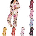 thumbnail image 1 of LIIPEE Womens Halloween Graphic Pajamas Long Sleeve Button Down Shirts And Pants Holiday Pajama Set Fall Sleepwear, 1 of 4
