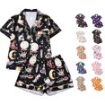 thumbnail image 1 of LIIPEE Womens Halloween Graphic Pajamas Short Sleeve Buttons Shirts Shorts Pajama Set Ladies Sleepwear S-XL, 1 of 5