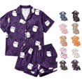 thumbnail image 1 of LIIPEE Womens Halloween Graphic Pajamas Short Sleeve Buttons Shirts Shorts Pajama Set Ladies Sleepwear S-XL, 1 of 5