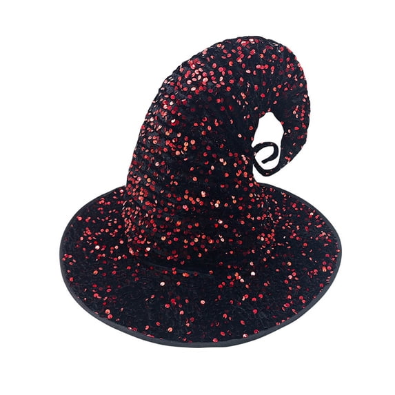 LIIPEE Womens Halloween Sequins Witch Hat Party Whimsical Accessories One Size