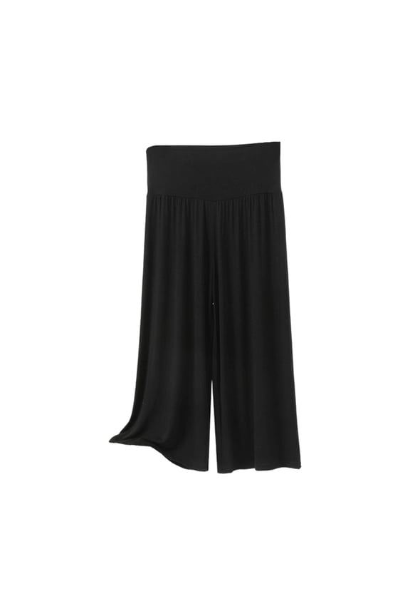 Womens Pants Casual Solid Color Cropped Relaxed Pull-On Culottes Female High Elastic Waist Loose Comfortable Breathable Soft Daily Pants,XXL