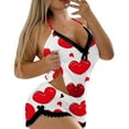 thumbnail image 1 of LIIPEE Womens Sexy Camisole Love Printing Shorts 2PCS Set Sleepwear Lace Backless Trim Hot Pants Suit Trendy Pajamas, 1 of 5