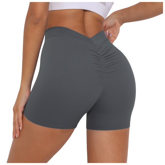 LIIPEE Womens Shorts Athleisure Solid Color High Seamless Waistband Pull-On Bike Ladies Casual Summer Tight Breathable Soft Fashion Comfortable -Lifting Daily Yoga Shorts,XL