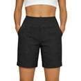 thumbnail image 1 of LIIPEE Womens Shorts Casual Solid Color Mid Elastic Waist Hybrid Ladies Pull-On Regular Summer Breathable Comfortable Soft Fashion Daily Shorts With Pockets,L, 1 of 4