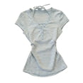 thumbnail image 1 of LIIPEE Womens Summer T Shirts Stripes Print V Neck Short Sleeve Basic T Shirt Ladies Casual Comfortable Everyday Tees,S, 1 of 3