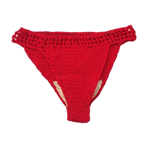 LIIPEE Womens Swimwear Bottoms Casual Summer Solid Color Pull-On Cheeky Ladies Holiday Pool Beach Soft Knitted Hollow Out Breathable Comfortable Sexy Fashion Crochet Swimwear,L